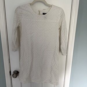 Girls Gap Dress size XXL eyelet white long 3/4 sleeve 100% cotton gapkids